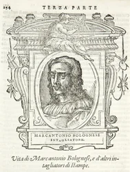Milan, Biblioteca Braidense, Vite de piv excellent, Giorgio Vasari 1568, Marcantonio Bolognese
