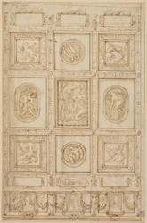Étude pour une décoration de plafond, avec Rebecca et Éliézer au puits (recto); Étude pour une décoration de plafond (verso)