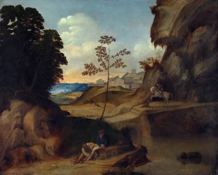 Paysage avec coucher de soleil