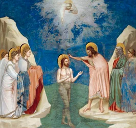 Baptême du Christ, détail de la Vie et Passion du Christ, par Giotto
