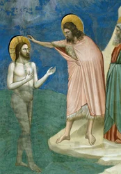 Baptême du Christ, Détail de la Vie et Passion du Christ, par Giotto