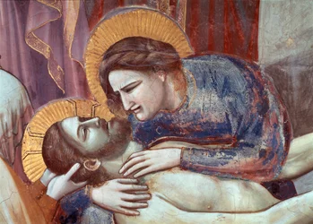 Lamentation du Christ, détail de la Vierge (fresque)