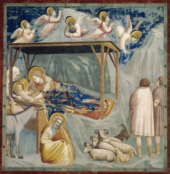 Nativité, par Giotto (1267-1337), détail du cycle de fresques Vie et Passion du Christ