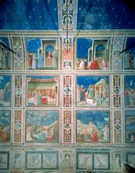 Vue des fresques sur le mur gauche, c.1303-05 (fresque) (post-restauration)
