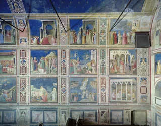 Vue du mur nord représentant des scènes de la Vie de la Vierge et de la Vie du Christ, c.1305