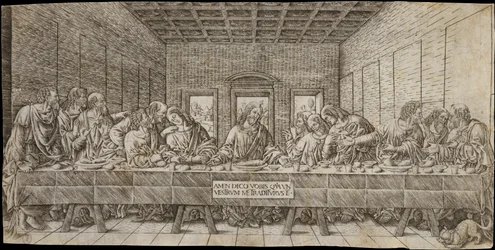 La Cène, avec un épagneul, vers 1500