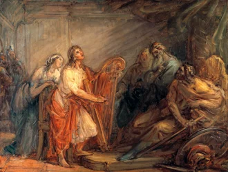 David calmant Saül avec le son de la harpe