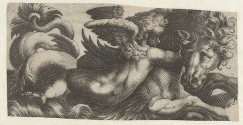 Hippocampe avec un putto autour du cou