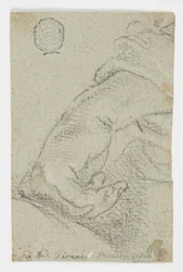 Dessin, étude : Une main gauche en position penchée, vers 1650