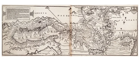 Carte de Vavassore de la mer Méditerranée, considérée comme la plus ancienne carte imprimée survivante