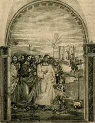 Multiplication des pains et des poissons, fresque de Sodoma (1477-1549), réfectoire de Sant