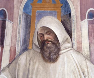 Saint Benoît donne la règle aux moines olivétains (détail)