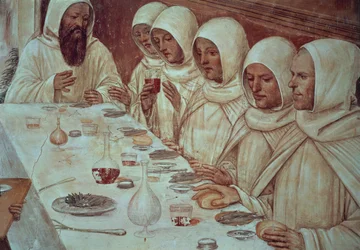 Saint Benoît ayant obtenu une ample farine et nourri les moines (détail)