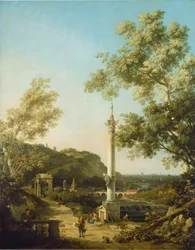 Paysage anglais capriccio avec une colonne
