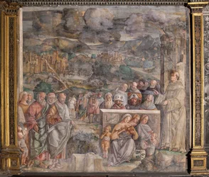 Saint Antoine arrivant à Padoue, où il rétablit la paix entre les citoyens par la force et la douceur de sa prédication, École du Saint