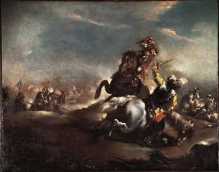 Duel de chevaliers. Peinture de Giovanni Antonio Guardi (1699-1760) Venise, Musée Correr
