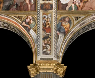 Nef centrale, deuxième et troisième travées sud, IL Pordenone 1520, Bustes avec prophètes