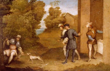 Saint Roch nourri par un chien, compartiment du Retable de Saint Gotthard