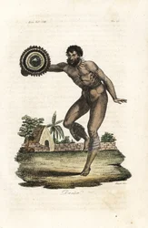 Homme tatoué nu d