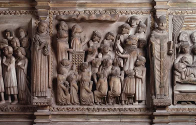 Le miracle du nuage Sculpture en marbre blanc, 1336-1339, par Giovanni di Balduccio