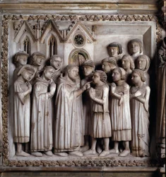 Le miracle du muet (Vie de Saint Pierre de Vérone). détail d