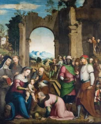 Adoration des mages avec sainte Claire et saint François, vers 1510