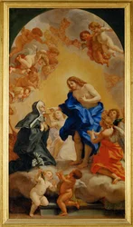 Une bienheureuse abesse recevant la communion des mains du Christ - A nun receives communion from the hands of Christ ...