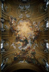 Le Triomphe du Saint Nom de Jésus, fresque de la nef par Giovan Battista Gaulli Baciccia (1639-1709), Rome, Chiesa del Gesù (église du Gesù ou église du Saint Nom de Jésus), Italie