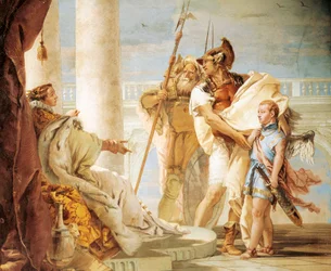 Énée présentant à Didon Cupidon déguisé en Ascagne, par Giambattista Tiepolo (1696-1770), fresque, salle de l