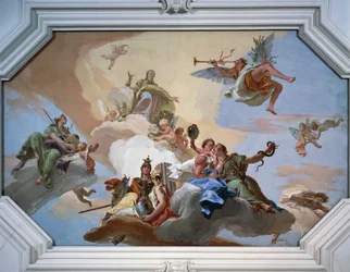 Triomphe de la Gloire annoncé par la Renommée parmi les Vertus cardinales