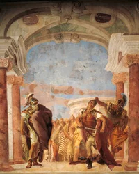 Minerve empêchant Achille de tuer Agamemnon, par Giambattista Tiepolo (1696-1770), fresque, salle de l