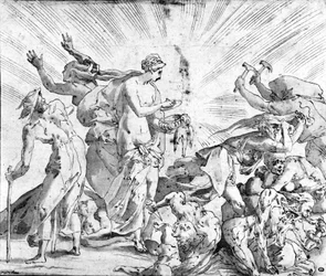 Le mythe de la boîte de Pandore, dessin du Rosso