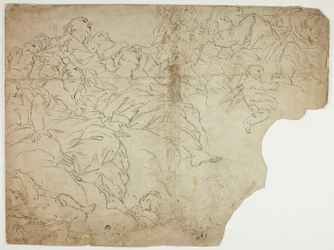 Saints, ou figures allégoriques et putti sur des nuages