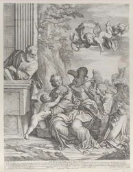 La Sainte Famille avec des anges à droite et au-dessus, 1652