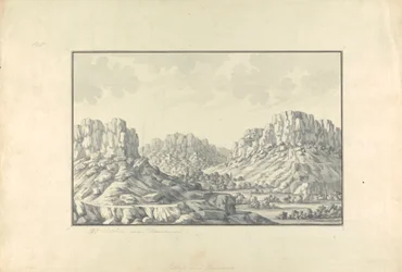 Vue des villes ou ruines sur colline près de Damas