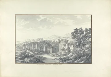 Vue des bains en ruine à la villa d
