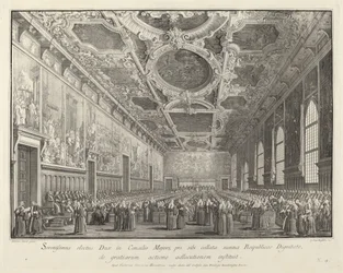 Le Doge remercie dans la Sala del Consiglio Maggior