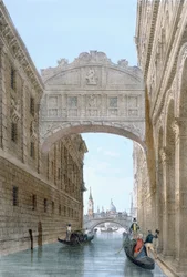Gondoles passant sous le Pont des Soupirs