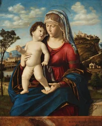 Madone et enfant dans un paysage
