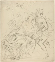 Angelica et Medoro (graphite sur papier vergé)