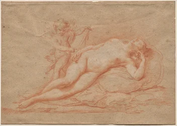 Nu allongé avec Cupidon