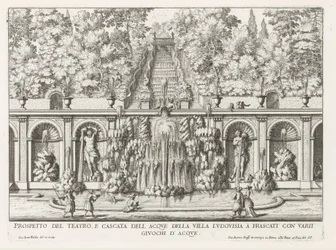 Cascade et Teatro delle Acque dans les jardins de la Villa Torlonia à Frascati