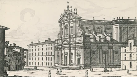 Église Saint-Ignace-de-Loyola au Champ de Mars, Rome, gravure de Giovanni Battista Falda (1640 ou 1643-1678), Italie