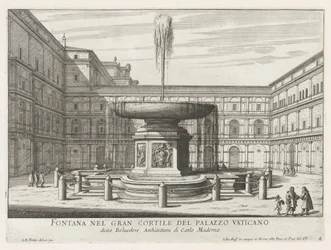 Fontaine dans la Cour du Belvédère au Vatican (série des fontaines de Rome)