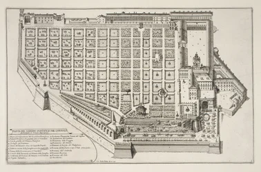 Jardin papal et Palais du Quirinal, de Il Nuovo Teatro della Fabriche et Edifici in Prospettiva di Roma Moderna, publié vers 1665-69