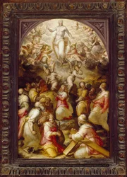 Christ en gloire avec les saints Agnès et Hélène, 16ème siècle