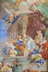 Le miracle des chaînes au centre du caisson (détail)
