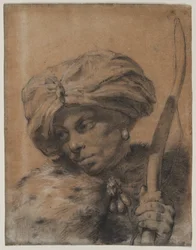 Archer avec coiffe turbanée
