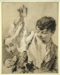 Giacomo nourrit un chien