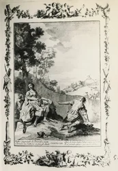 Jérusalem délivrée, chant XII, illustration de Giovanni Battista Piazzetta pour le poème de Torquato Tasso, édition publiée à Venise en 1745, Italie
